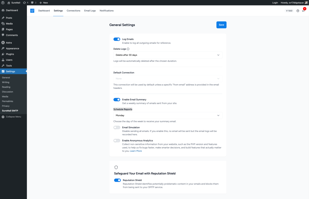 Introduction to SureMail Settings Tab