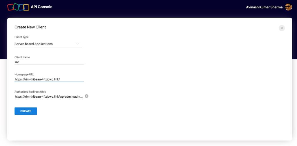 Zoho Mail Create New Client