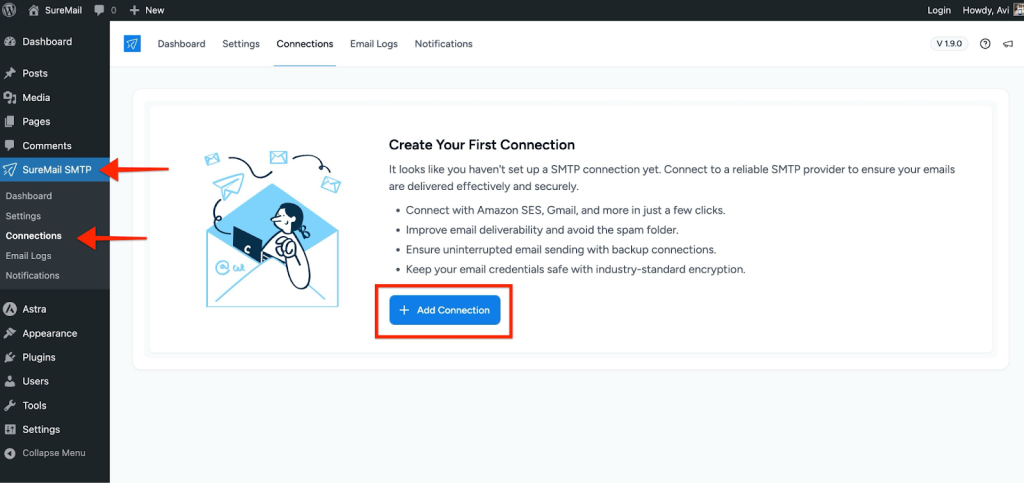 Zoho Mail Click the Add Connection button