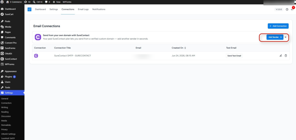 Connecting SureContact Inside SureMail june 24, 2026 1 46 31 pm screenshot